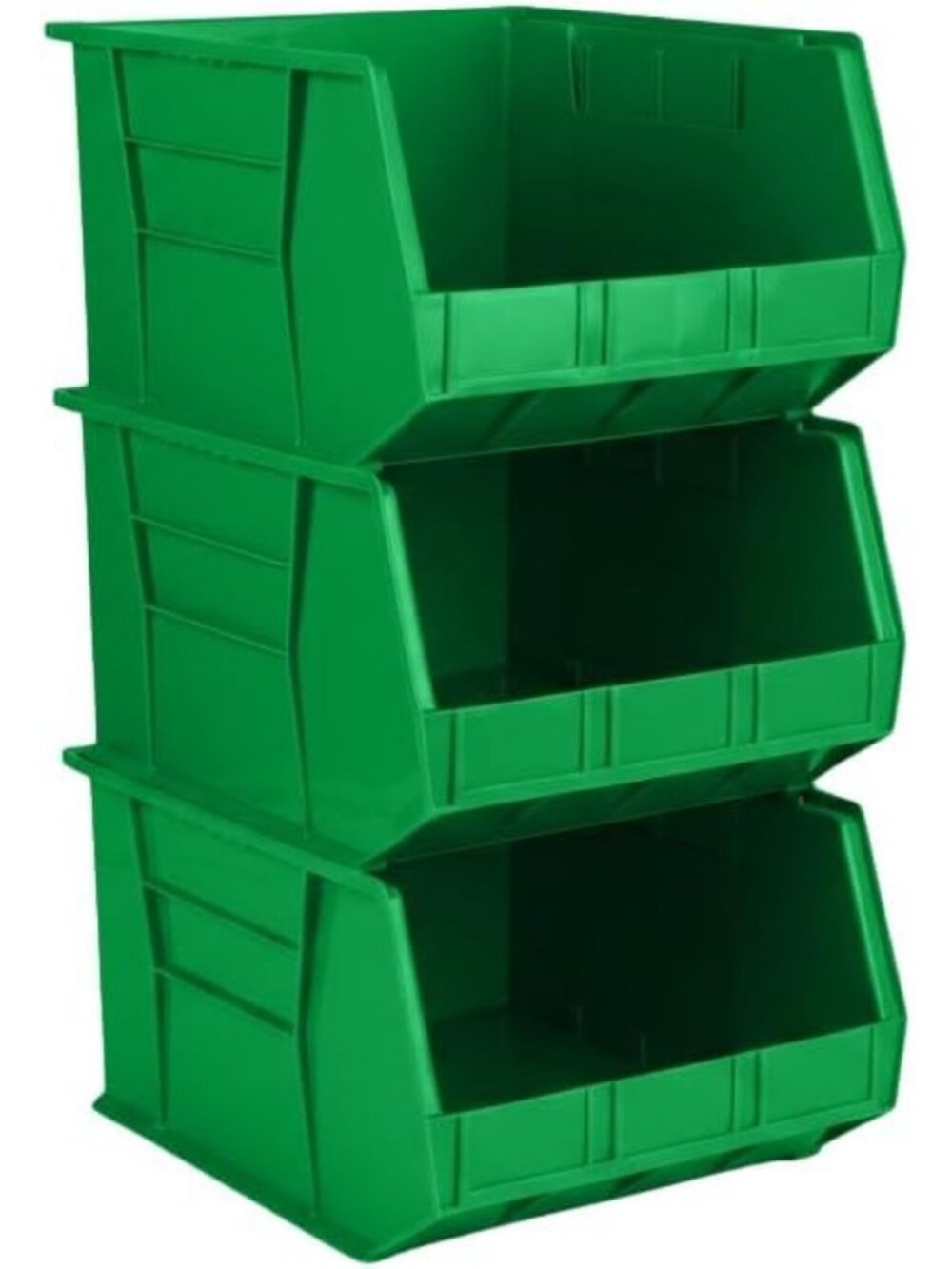 3 Pack Green Stackable Plastic Storage Bins - 18x16.5x11, Organize & Declutter